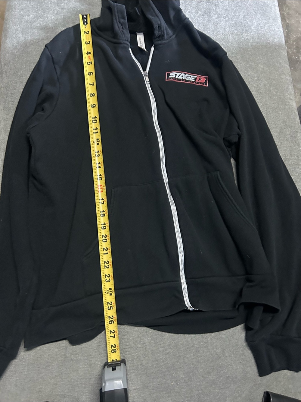 Bella Canvas Black Full-Zip Hoodie with White Zipper Accent